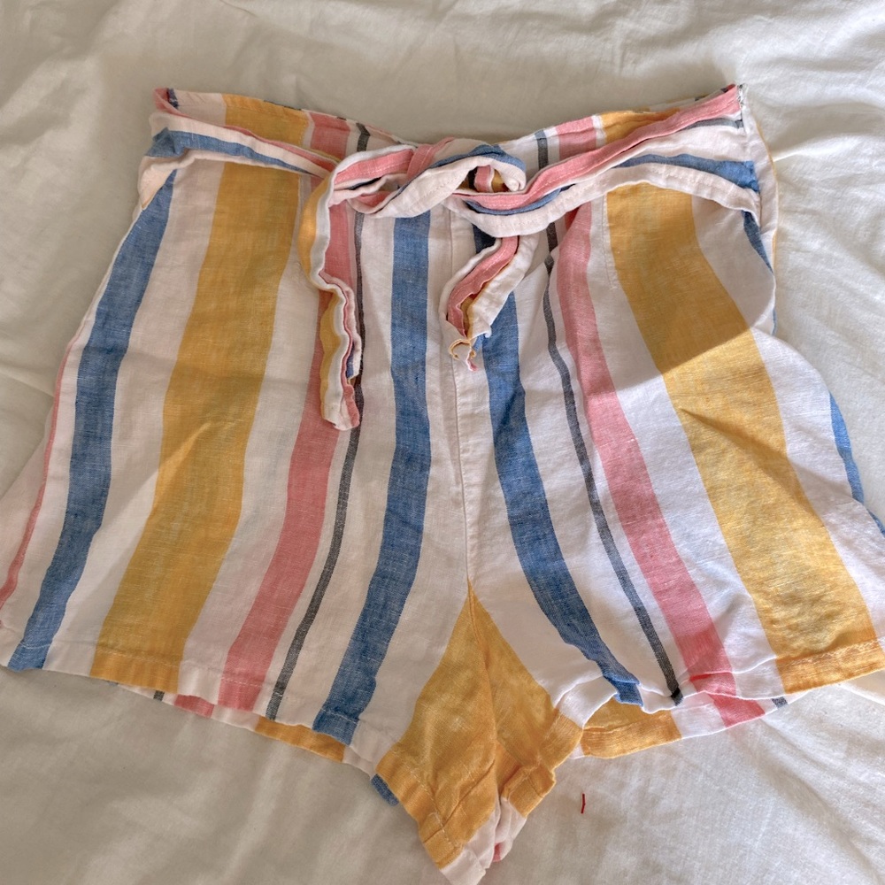 C&C California Striped Linen High Waist Shorts